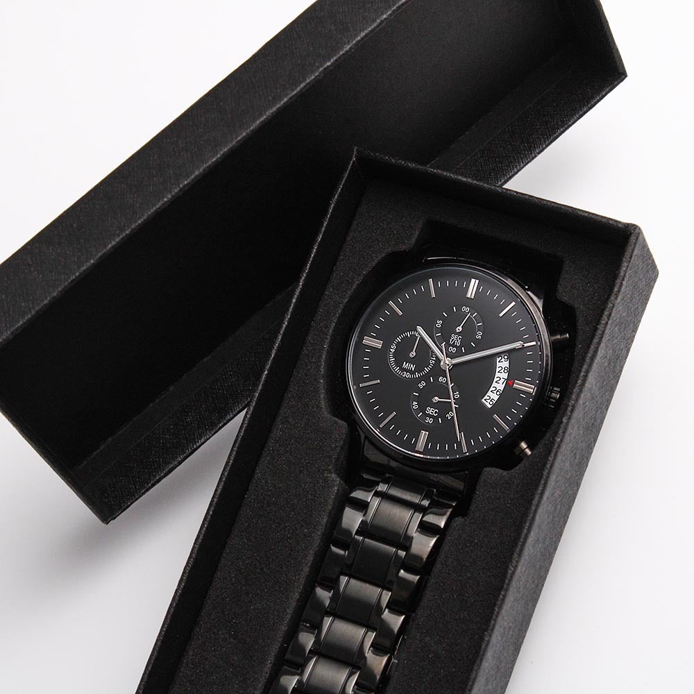 Black Chronograph Watch with Engraving | Police