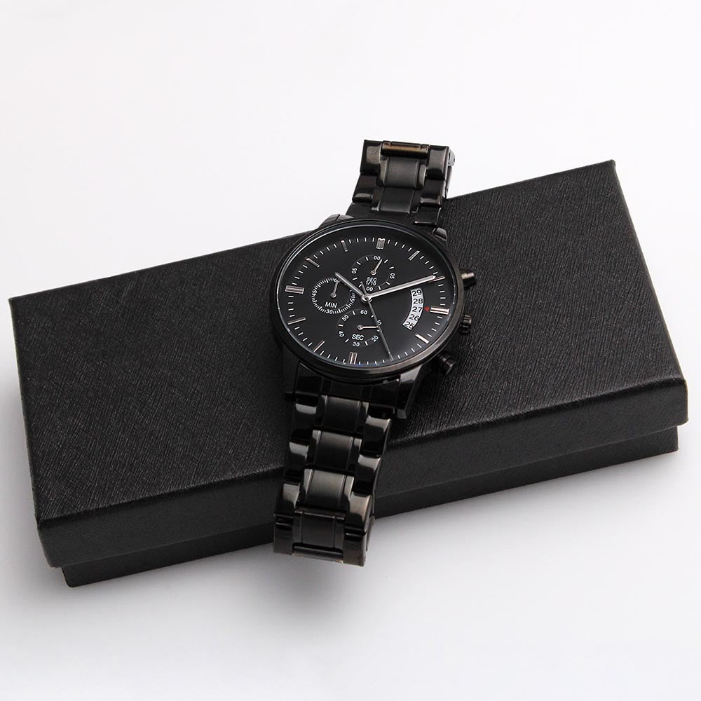 Black Chronograph Watch with Engraving | Police