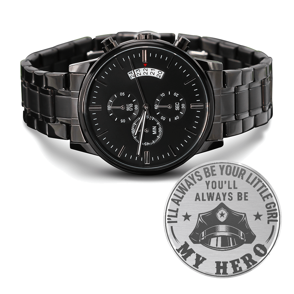 Black Chronograph Watch with Engraving | Police