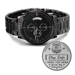 Black Chronograph Watch with Engraving | Police