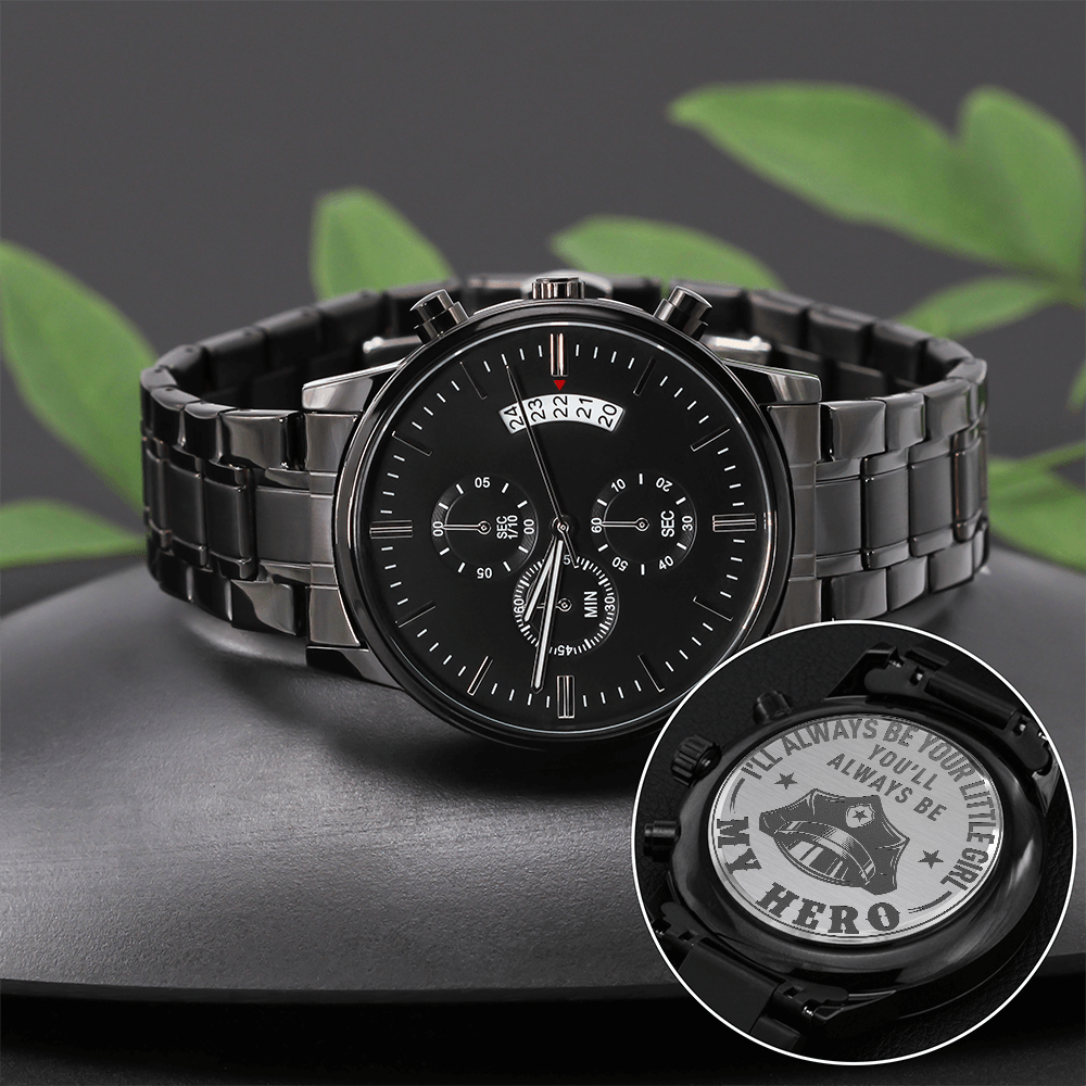 Black Chronograph Watch with Engraving | Police
