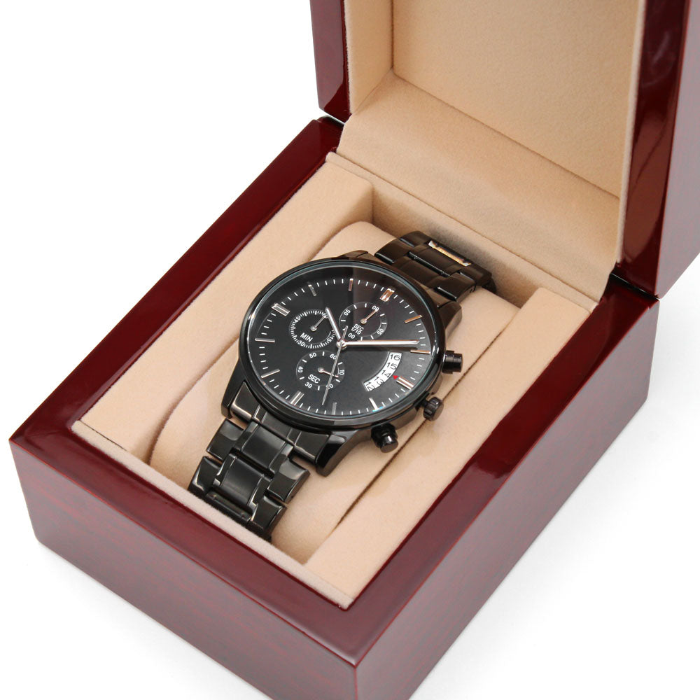 Black Chronograph Watch with Engraving | Police