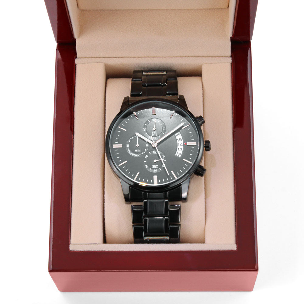 Black Chronograph Watch with Engraving | Police