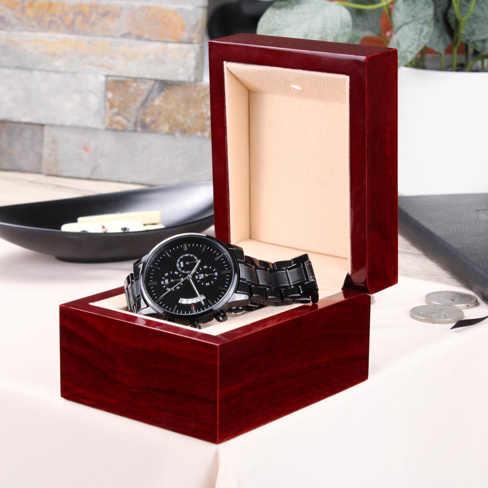 Black Chronograph Watch with Engraving | Police