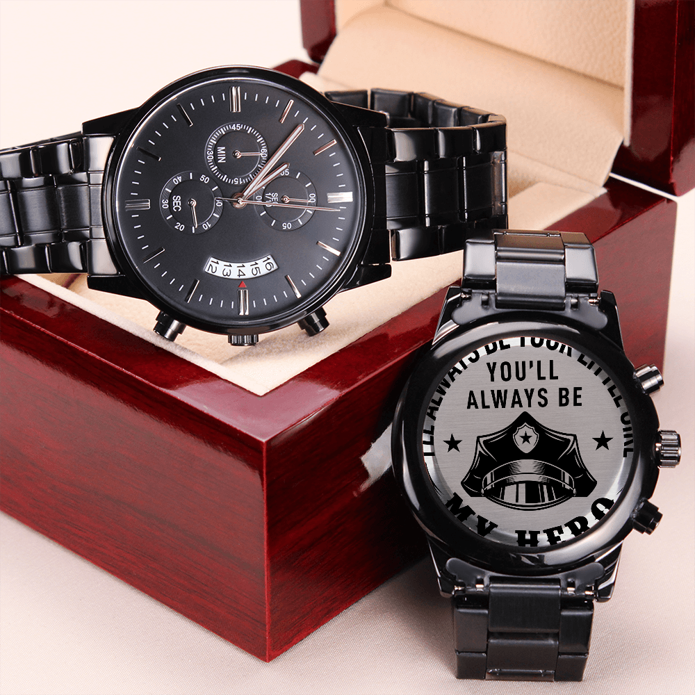 Black Chronograph Watch with Engraving | Police