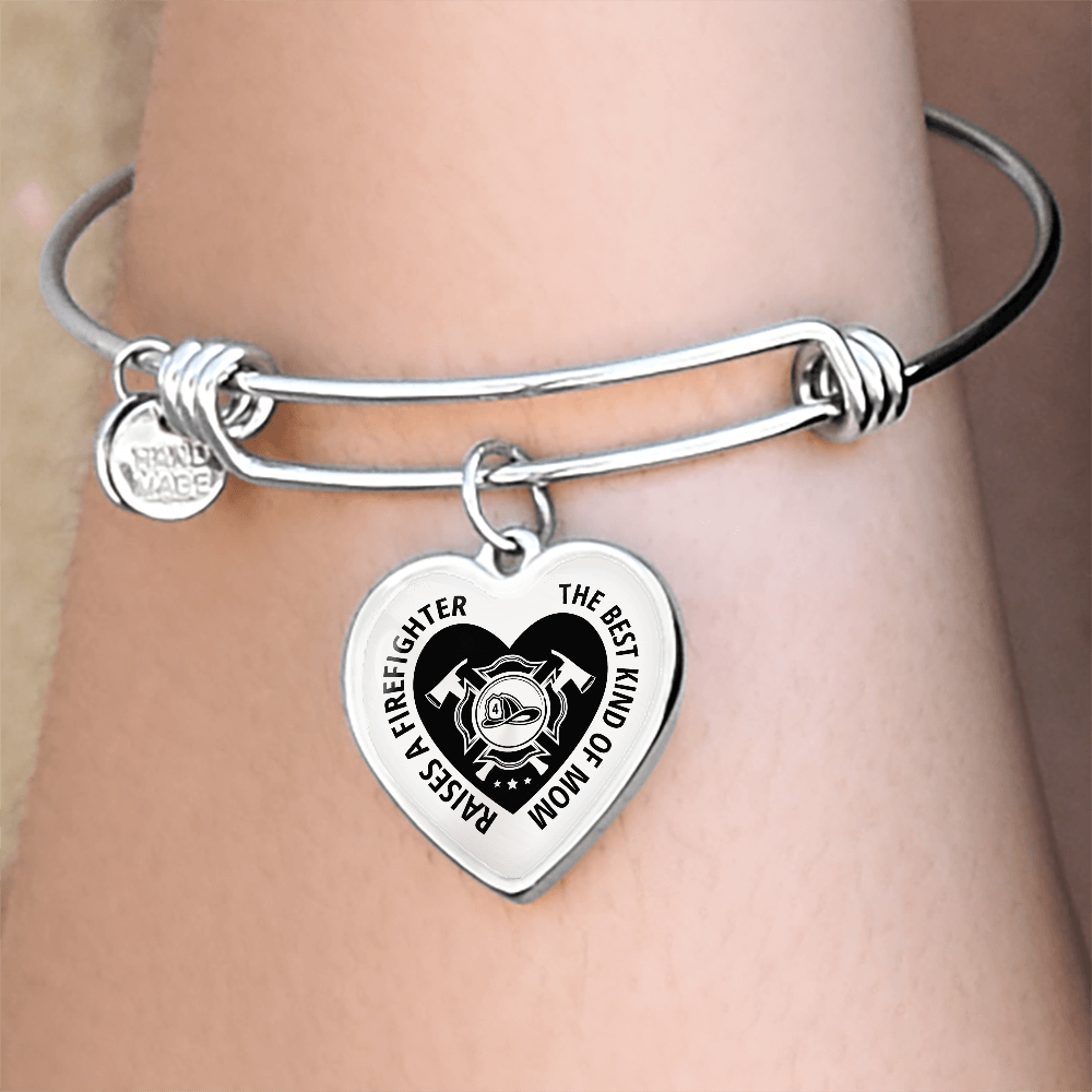 Luxury Heart Bangle | Firefighter's Mom