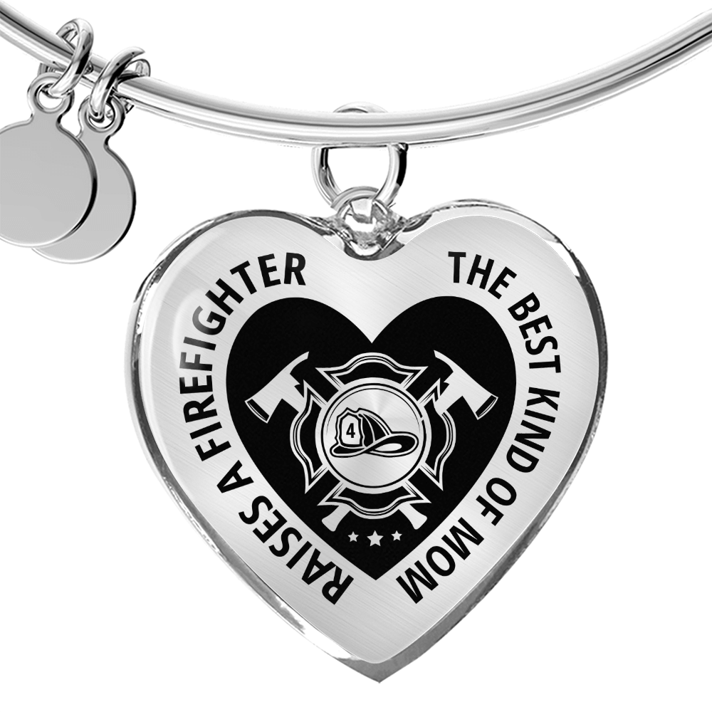 Luxury Heart Bangle | Firefighter's Mom