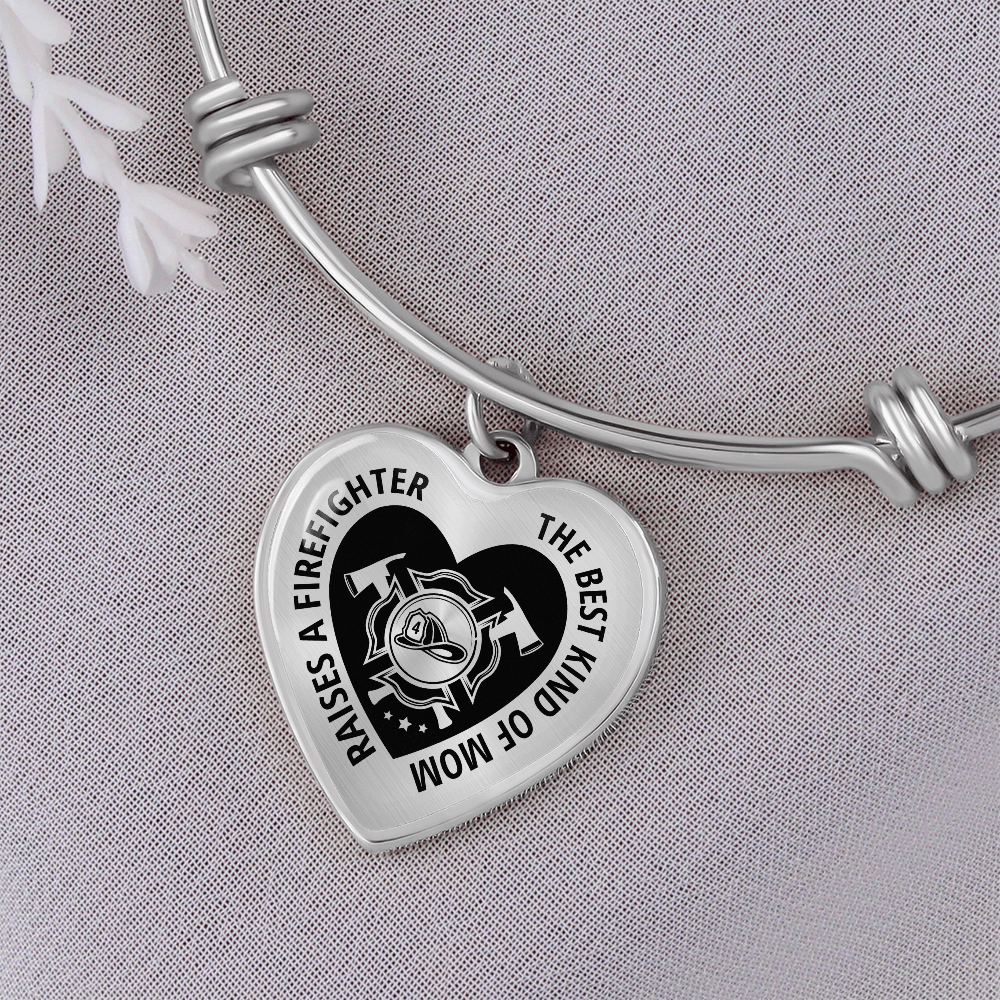 Luxury Heart Bangle | Firefighter's Mom