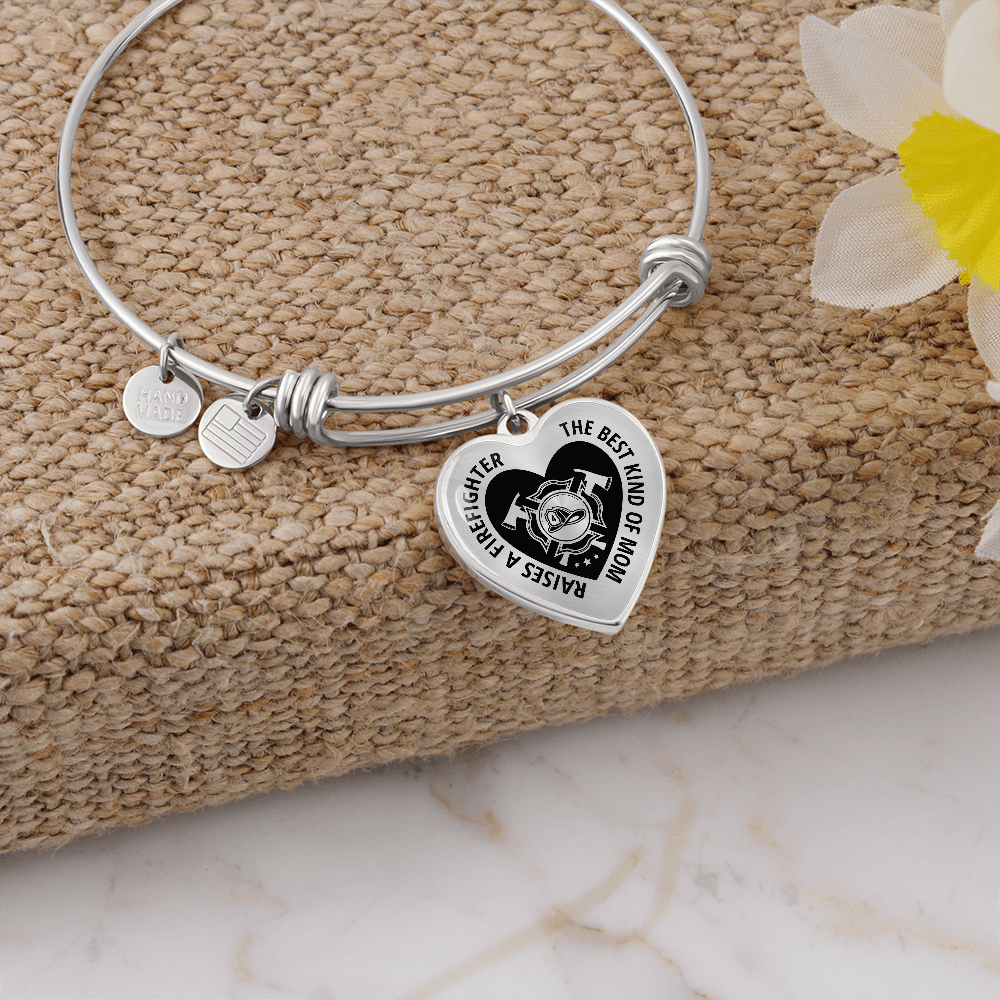 Luxury Heart Bangle | Firefighter's Mom