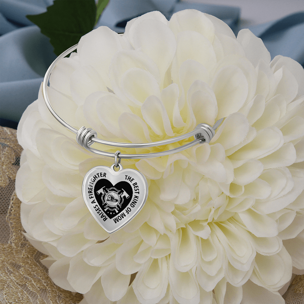 Luxury Heart Bangle | Firefighter's Mom
