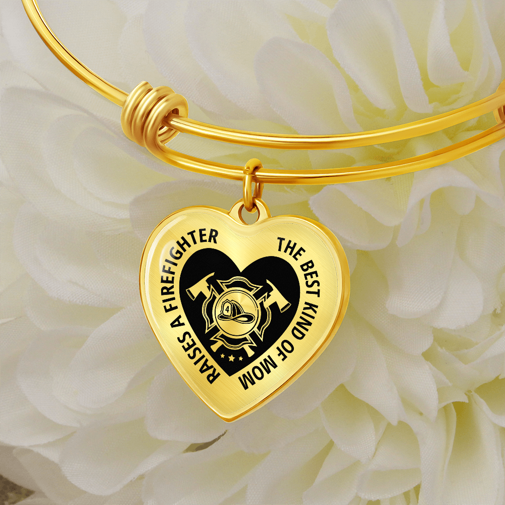 Luxury Heart Bangle | Firefighter's Mom