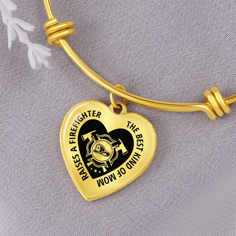 Luxury Heart Bangle | Firefighter's Mom
