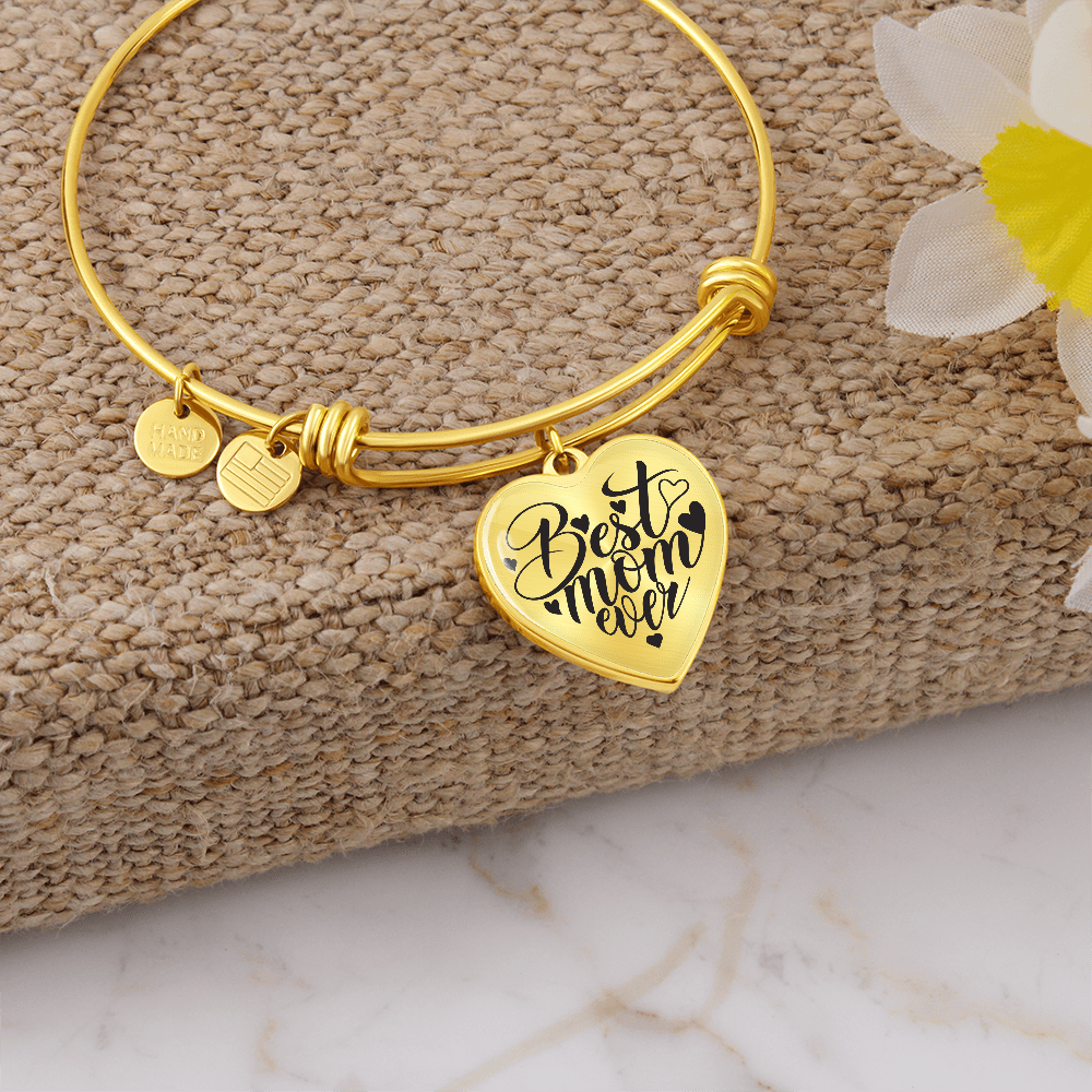 Luxury Heart Bangle | Best Mom Ever