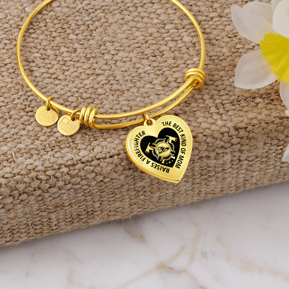 Luxury Heart Bangle | Firefighter's Mom