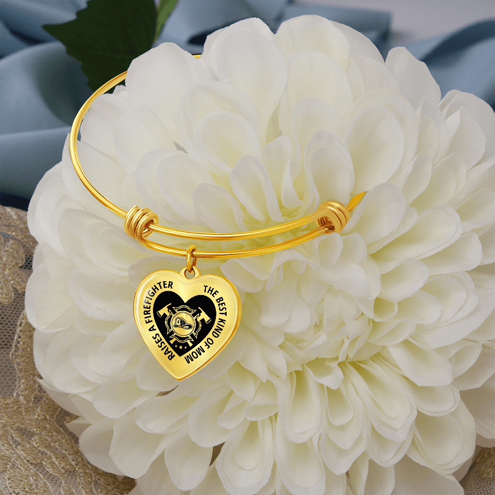 Luxury Heart Bangle | Firefighter's Mom