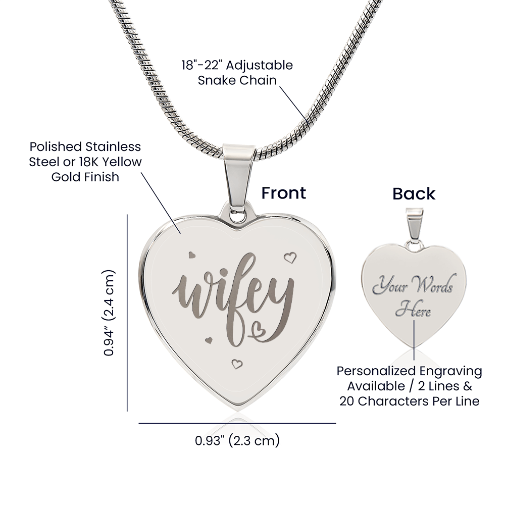 Engraved Heart Necklace | Wifey