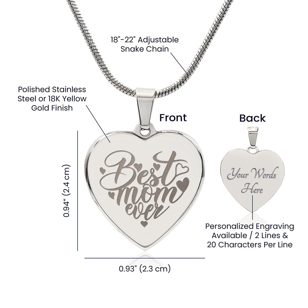 Engraved Heart Necklace | Best Mom Ever