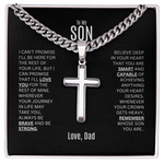 Cuban Link Chain with Engraved Artisan Cross | To My Son