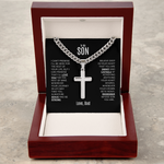 Cuban Link Chain with Engraved Artisan Cross | To My Son