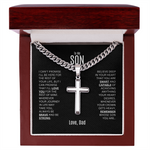 Cuban Link Chain with Engraved Artisan Cross | To My Son