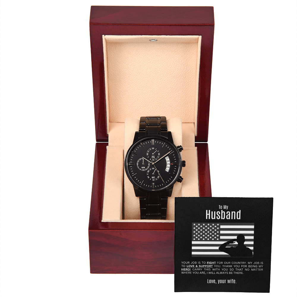 Black Chronograph Watch | Military
