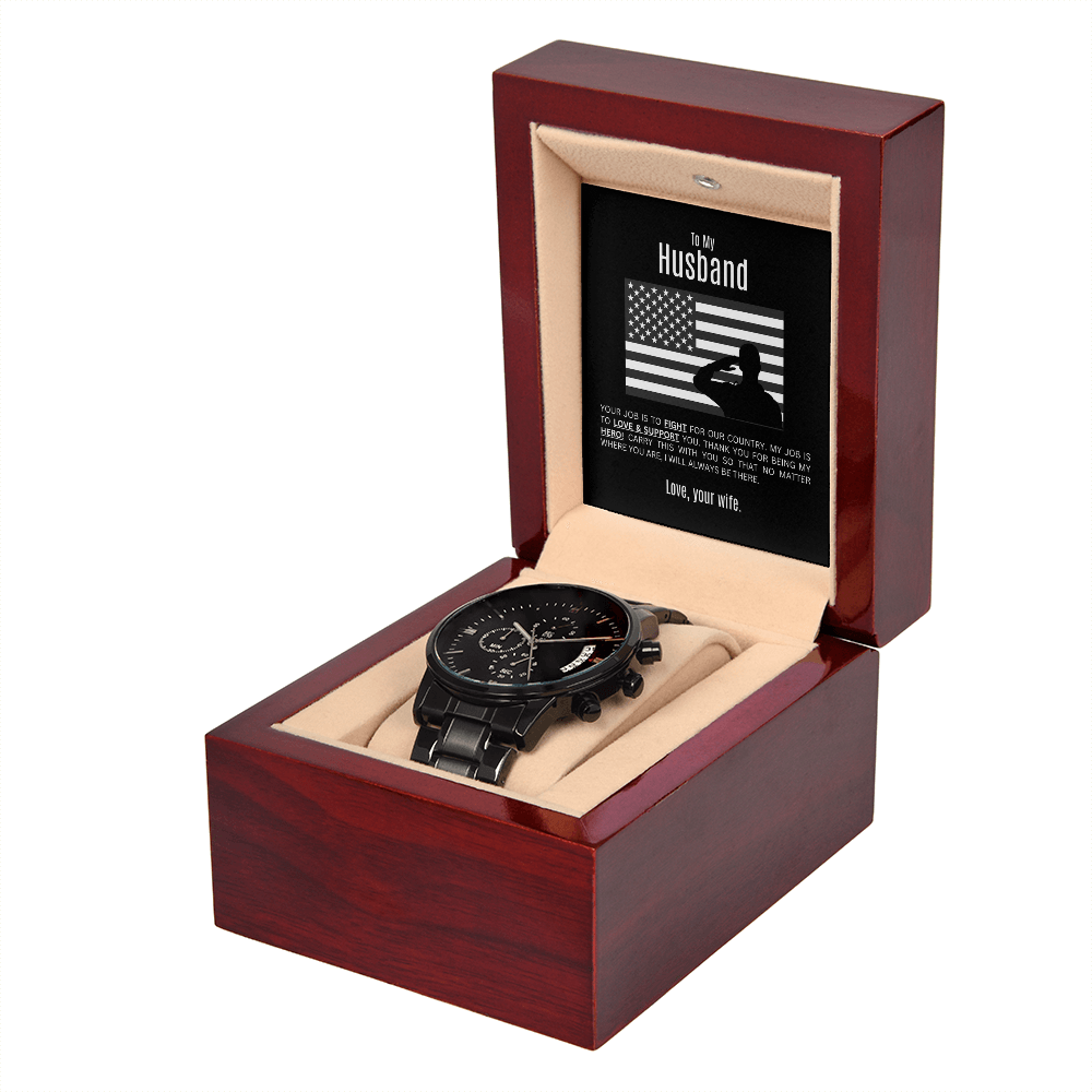 Black Chronograph Watch | Military