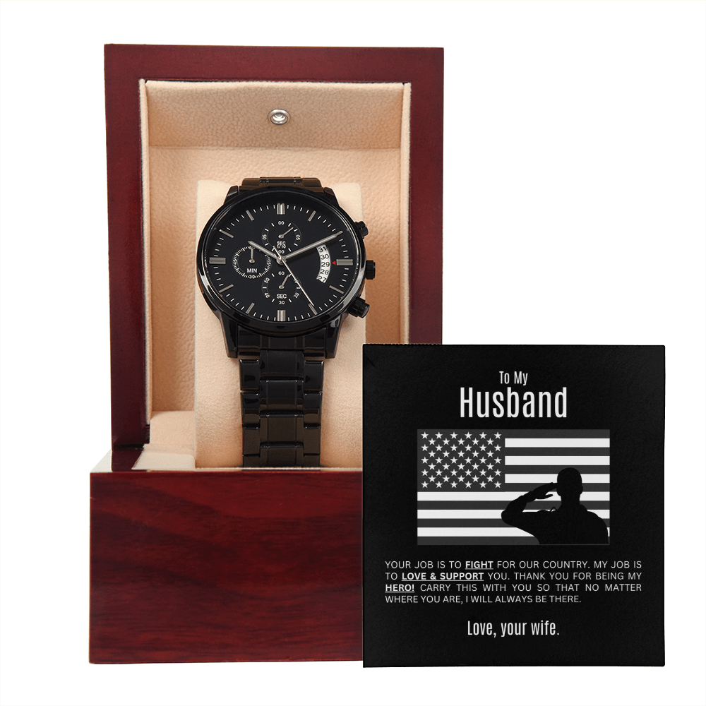 Black Chronograph Watch | Military