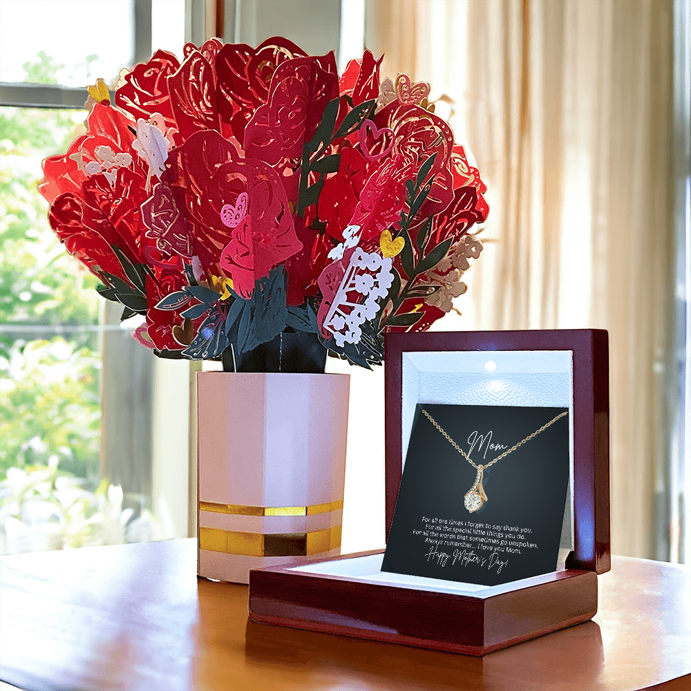 Alluring Beauty Necklace & Sweetest Devotion Flower Bouquet | Mom