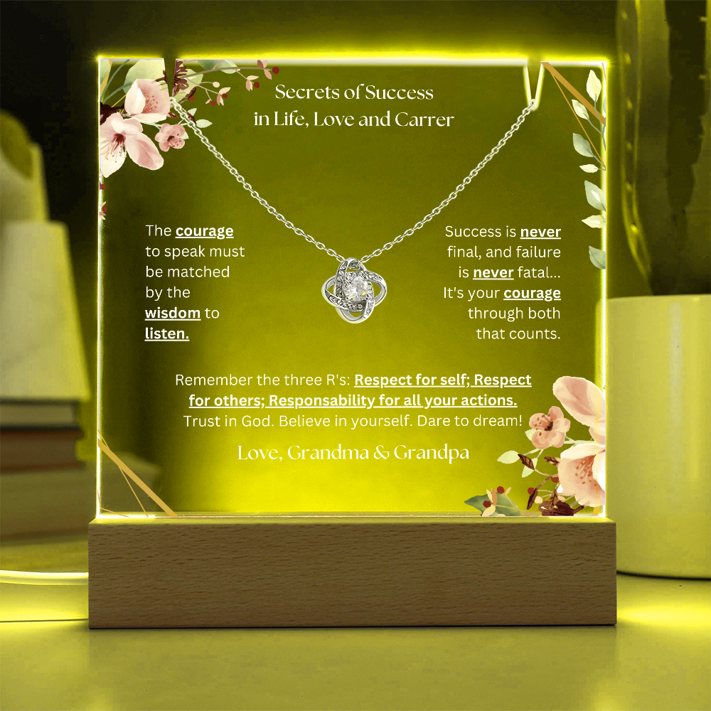 Keepsake Acrylic & Love Knot Necklace | Secrets