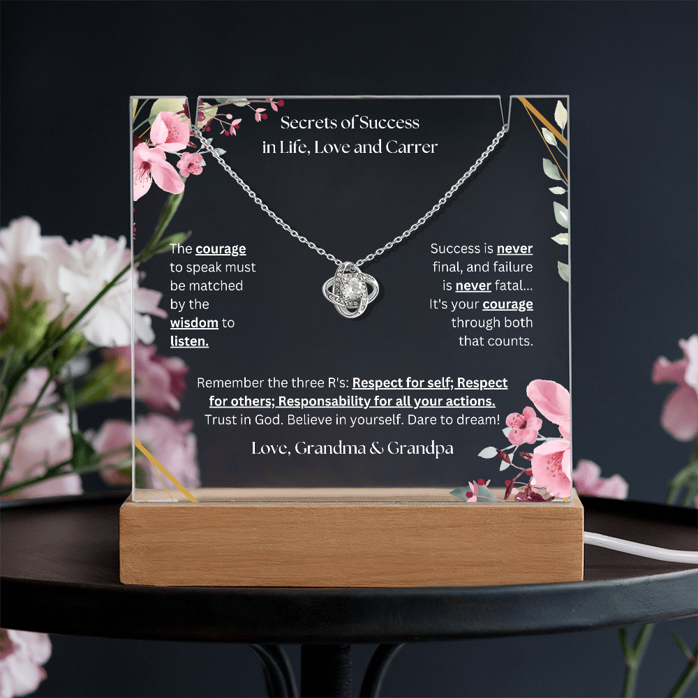 Keepsake Acrylic & Love Knot Necklace | Secrets