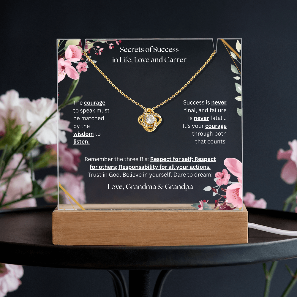 Keepsake Acrylic & Love Knot Necklace | Secrets