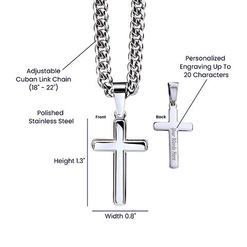 Cuban Link Chain with Engraved Artisan Cross | To My Son